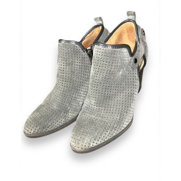 Franco Sarto Womens Dale 2 Grey Suede Leather Round Toe Chunky Heel Boots sz 6 - Picture 2 of 8